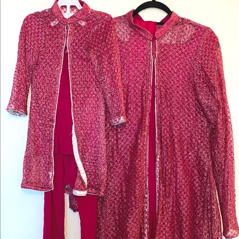 Silver and magenta mommy and me shalwar kameez